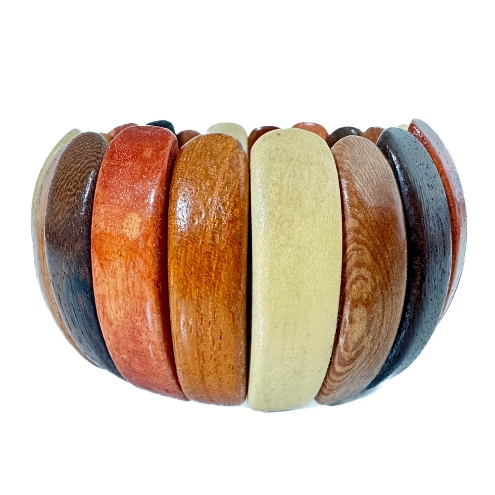 Artisan Carved Wooden Stretch Bracelet Made in Kauai